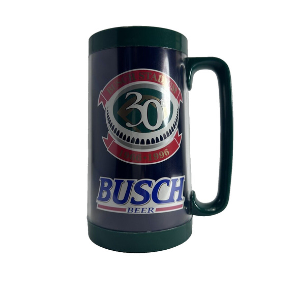 1966-1996 Busch Stadium 30th Anniversary STL Cardinal Beer Mug Baseball View VTG - Picture 1 of 12